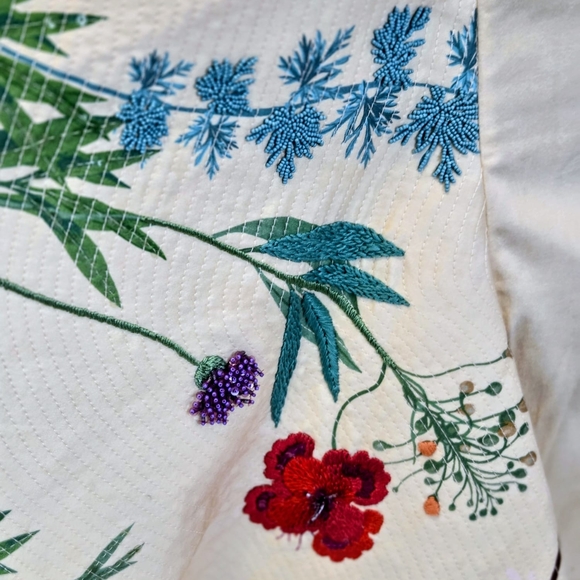 Johanna Ortiz Cream Floral Embroidered Botanical Maxi Skirt Art-inspired Luxury - Picture 9 of 17